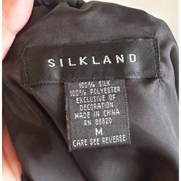 Silkland Crinkle 100% Silk Maxi Skirt M Tiered Lace Trim Whimsygoth Darkfaiy - Picture 5 of 7